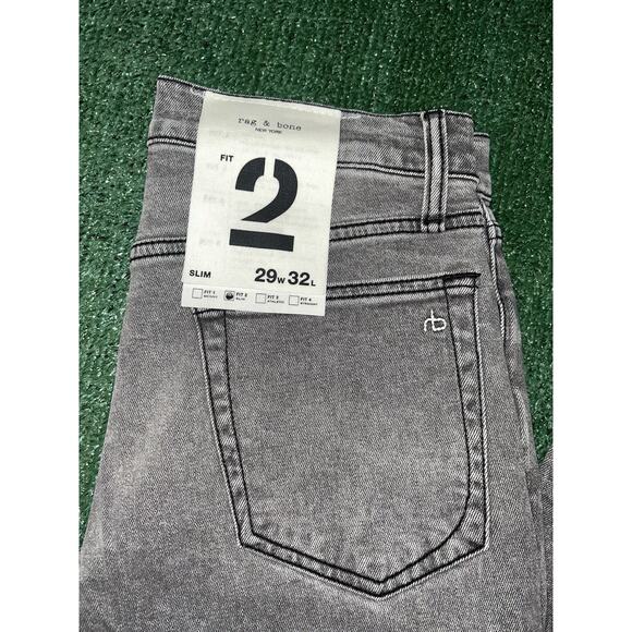 Rag & Bone Fit 2 Slim Greyson Grey Button Fly Jeans Mens Size 29x32 NWT - Picture 2 of 9